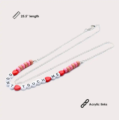 Mask Chain Necklace - 3mm Dont Touch Me Beads in Silver