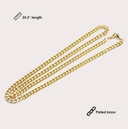 Mask Chain Necklace - 5mm Curb in Gold