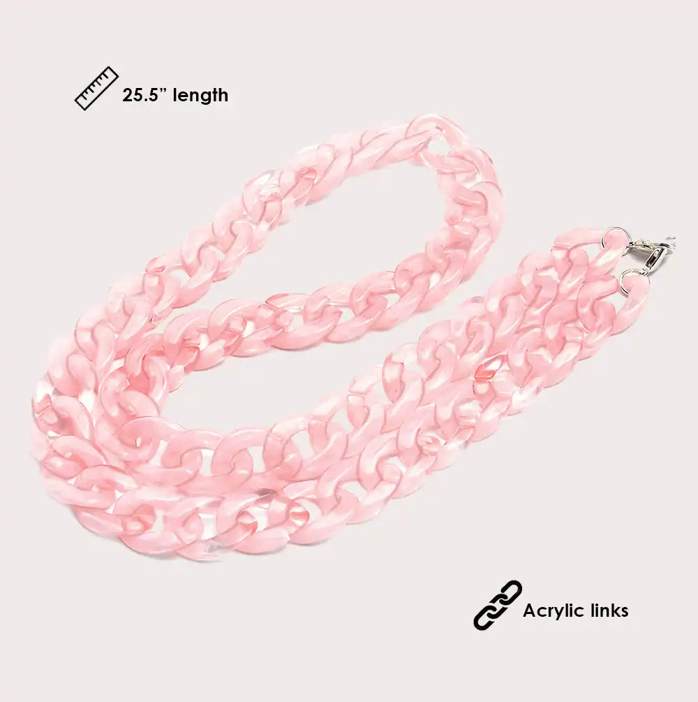 Mask Chain Necklace - 19mm Curb in Pink Quartz