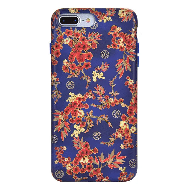 Cherry Blossom Floral Chrome iPhone Case