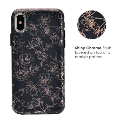 Floral Rose Gold Chrome iPhone Case