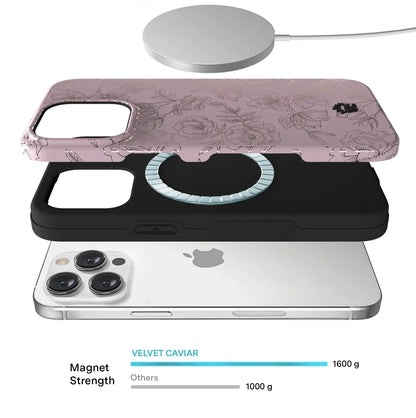 Dusty Rose Chrome Floral iPhone Case