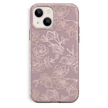 Dusty Rose Chrome Floral iPhone Case