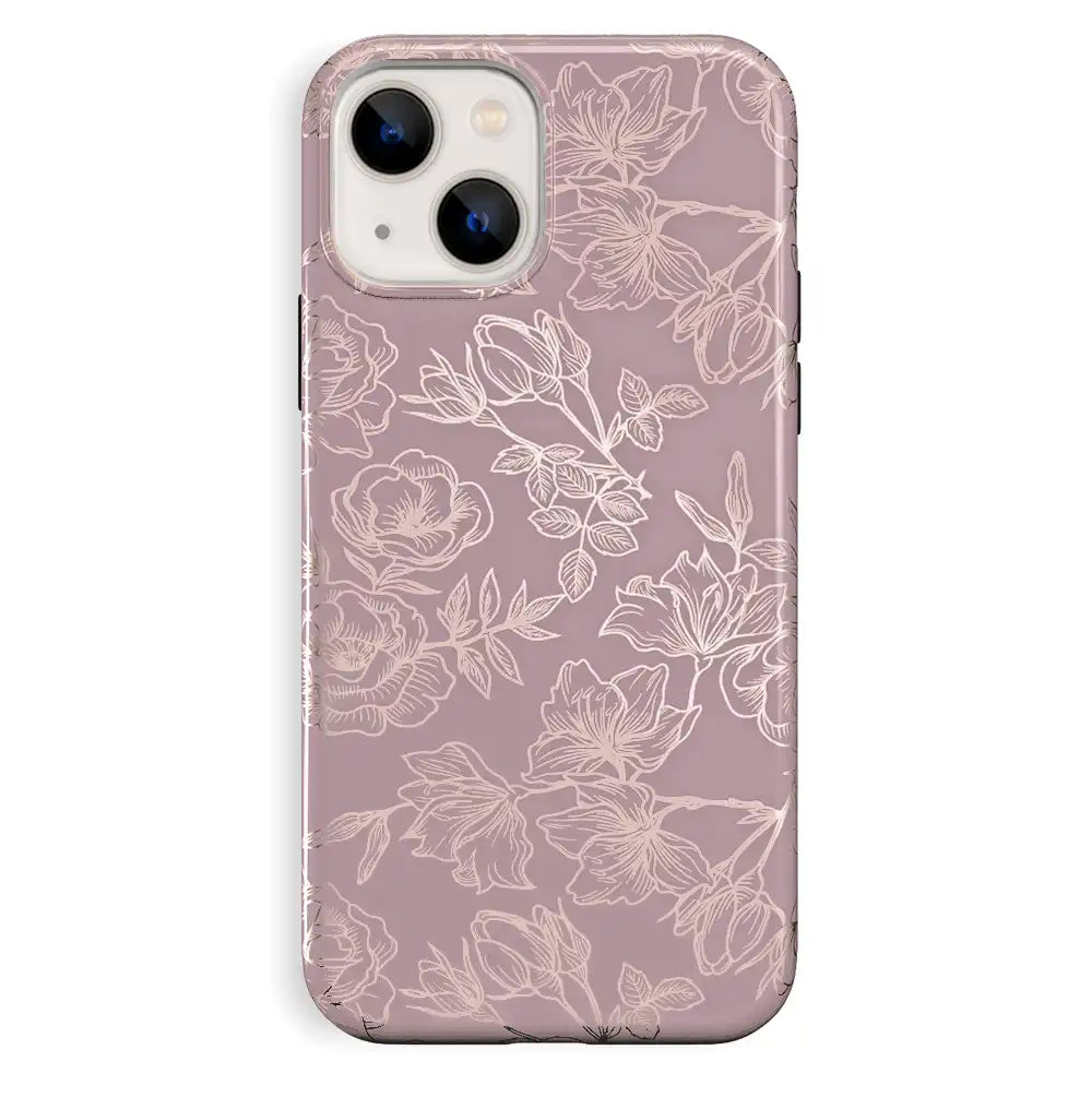 Dusty Rose Chrome Floral iPhone Case