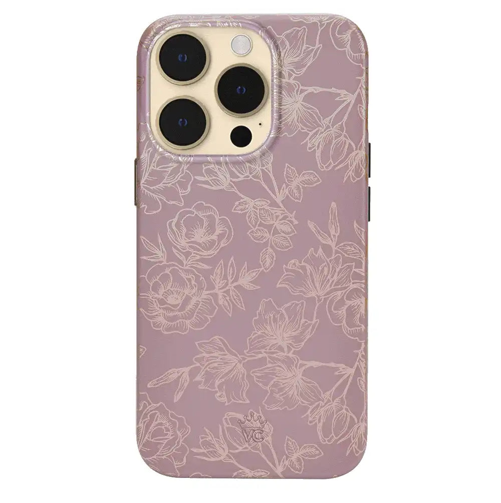 Dusty Rose Chrome Floral iPhone Case