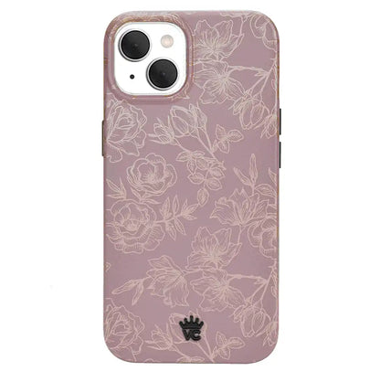 Dusty Rose Chrome Floral iPhone Case