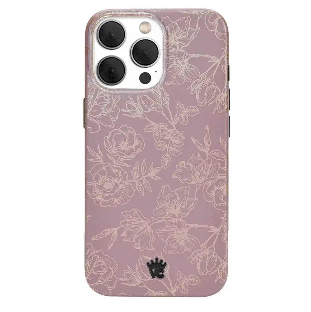 Dusty Rose Chrome Floral iPhone Case