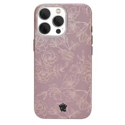 Dusty Rose Chrome Floral iPhone Case