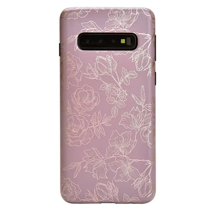 Dusty Rose Chrome Floral Samsung Galaxy Case
