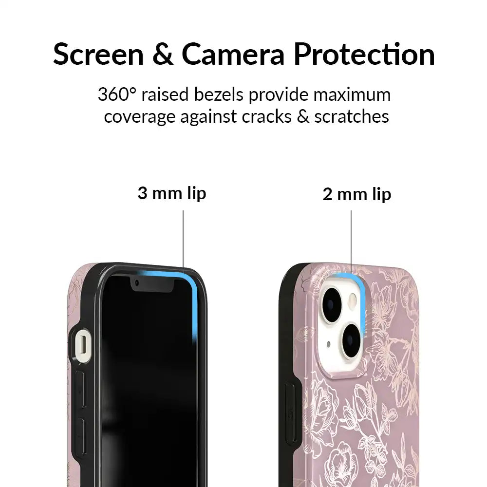 Dusty Rose Chrome Floral iPhone Case
