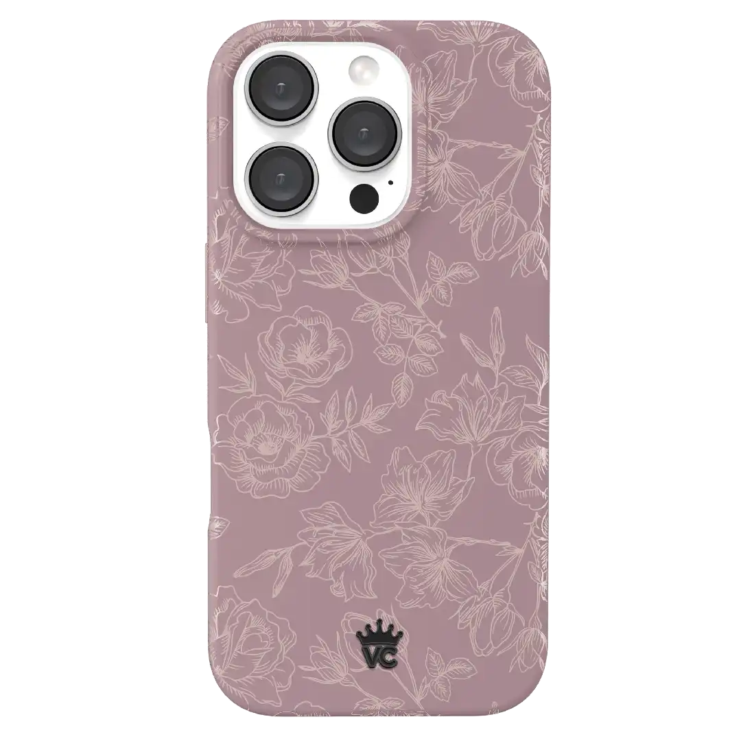 Dusty Rose Chrome Floral iPhone Case