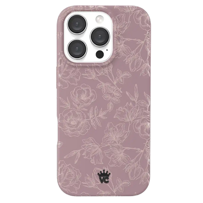 Dusty Rose Chrome Floral iPhone Case