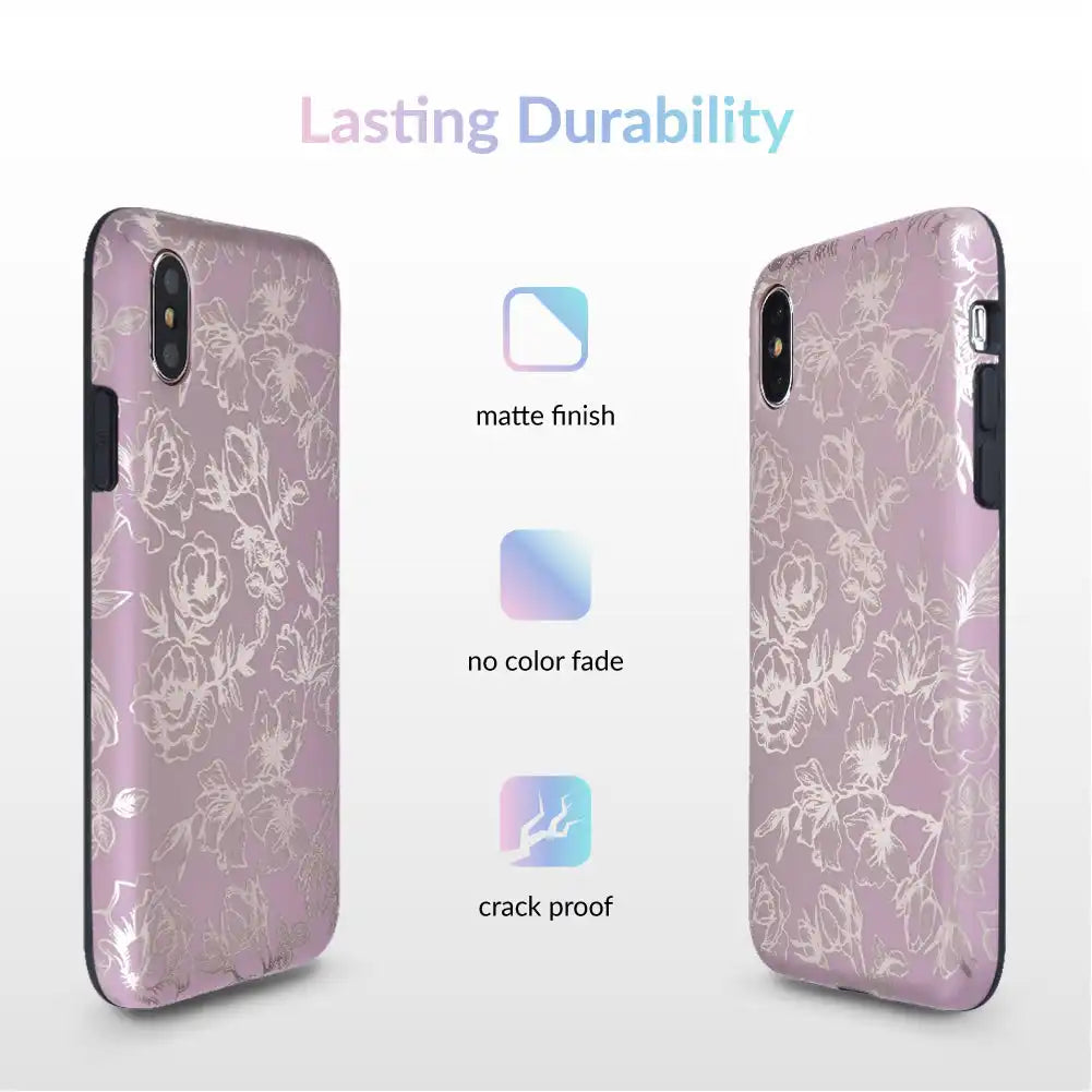 Dusty Rose Chrome Floral iPhone Case