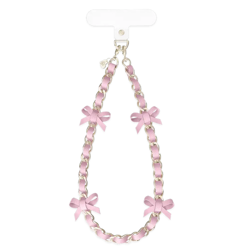 Pink Bow Leather Chain Phone Charm