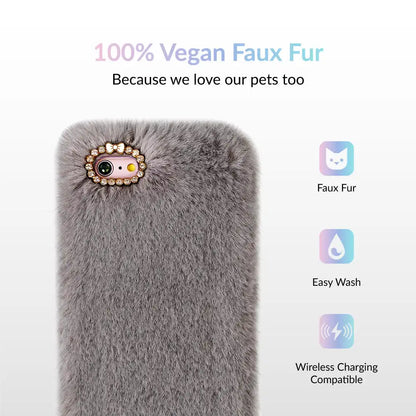 Gray Faux Fur iPhone Case