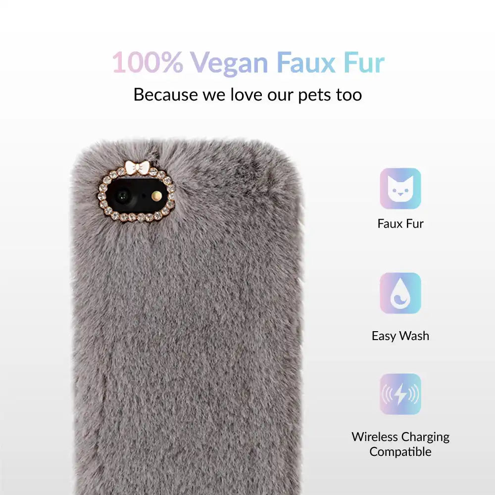 Gray Faux Fur iPhone Case