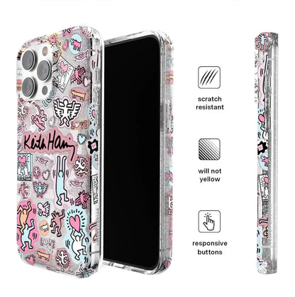 Keith Haring Pastel Glitter iPhone Case