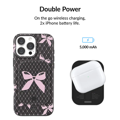 Lacy Pink Bows Portable MagSafe Charger Power Pack