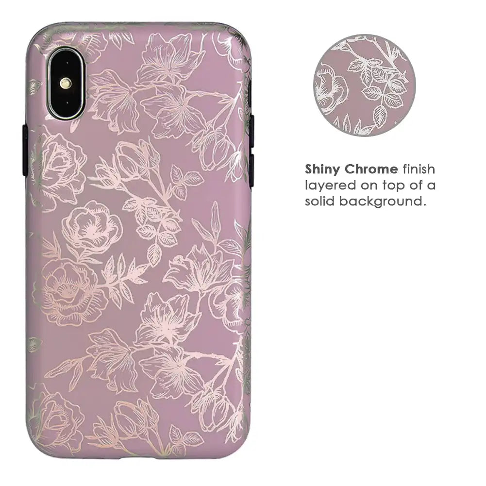 Dusty Rose Chrome Floral iPhone Case