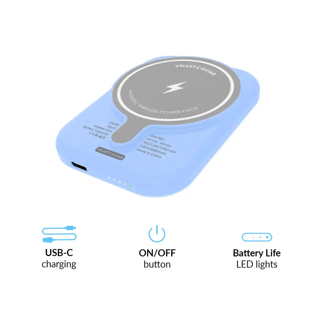 Cotton Candy Blue Portable MagSafe Charger Power Pack