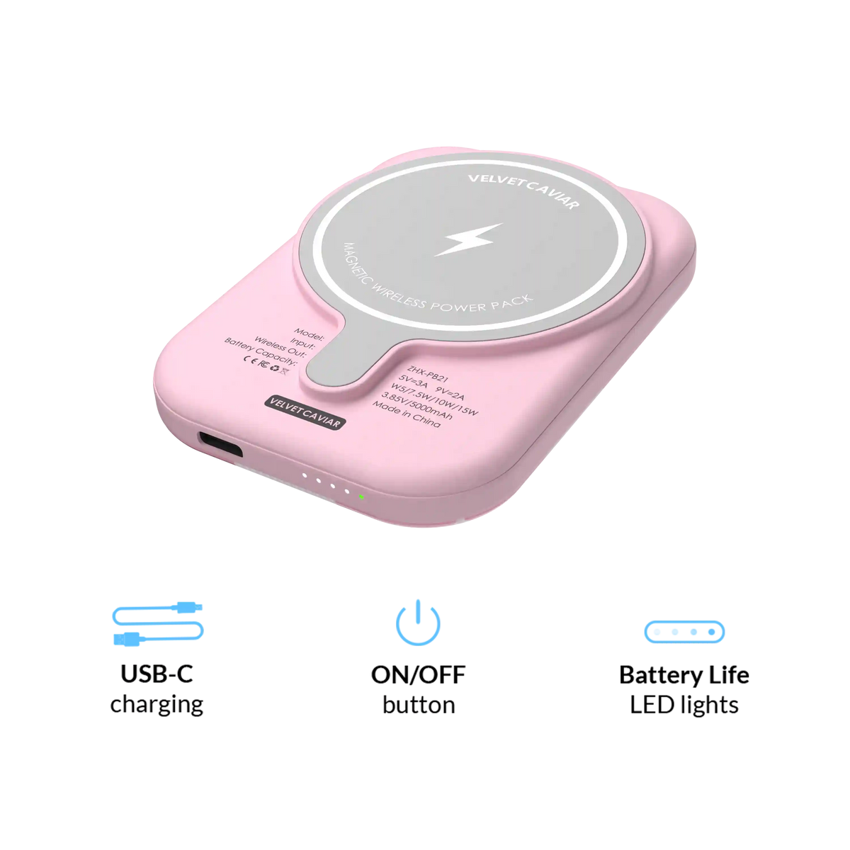 Pink Vibe Checkered Portable MagSafe Charger Power Pack