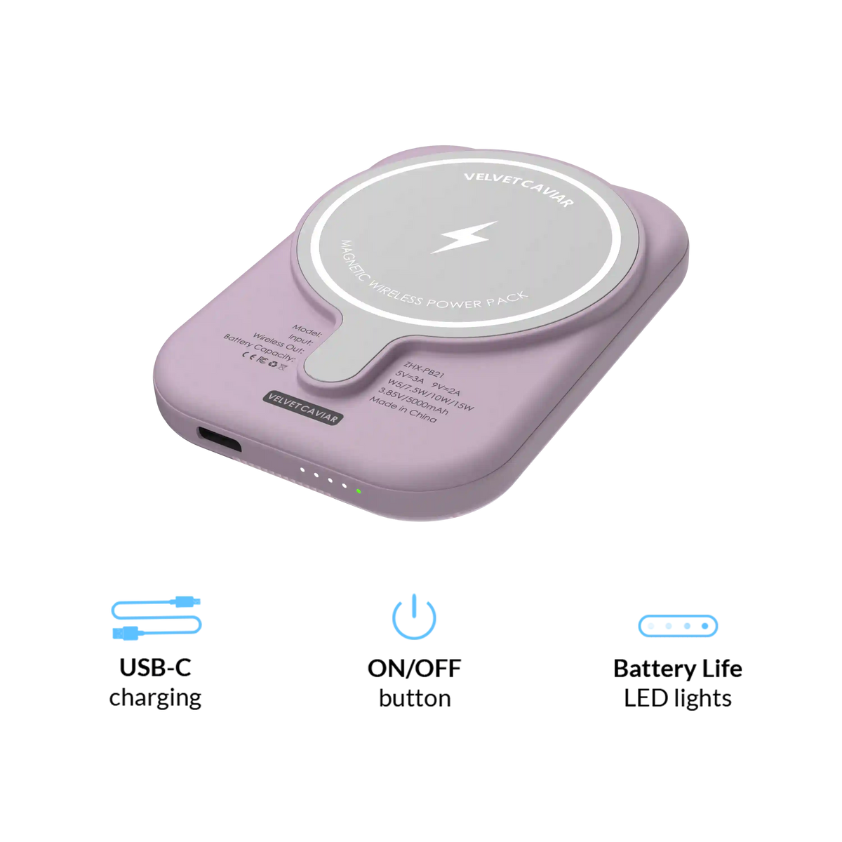 Lilac Vibe Checkered Portable MagSafe Charger Power Pack