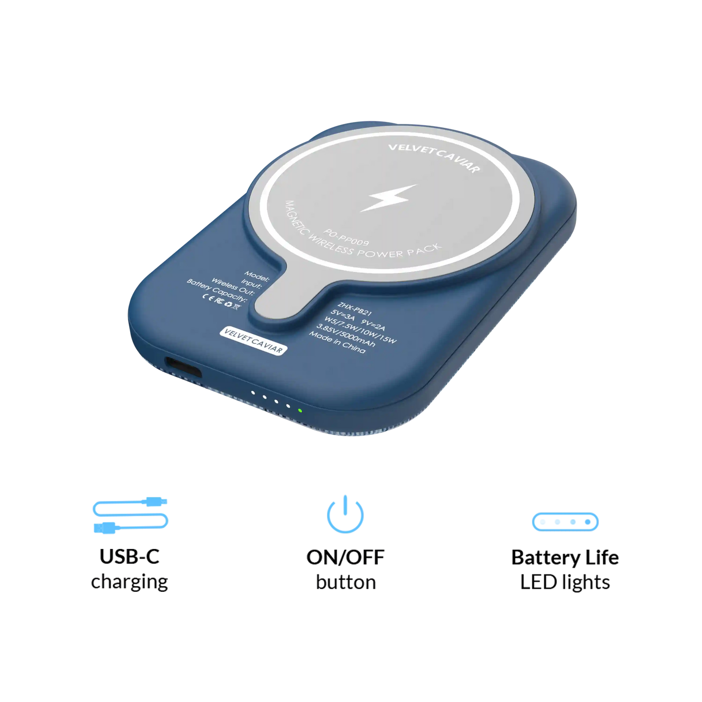 Denim Vibe Checkered Portable MagSafe Charger Power Pack