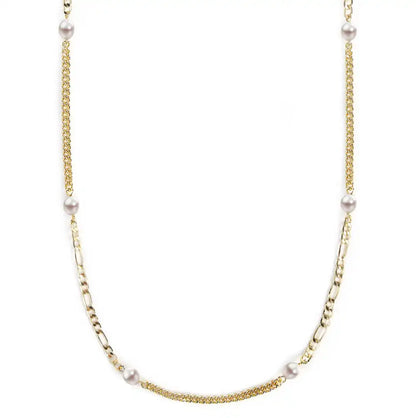 Mask Chain Necklace - 5mm Mixed Pearl in Gold