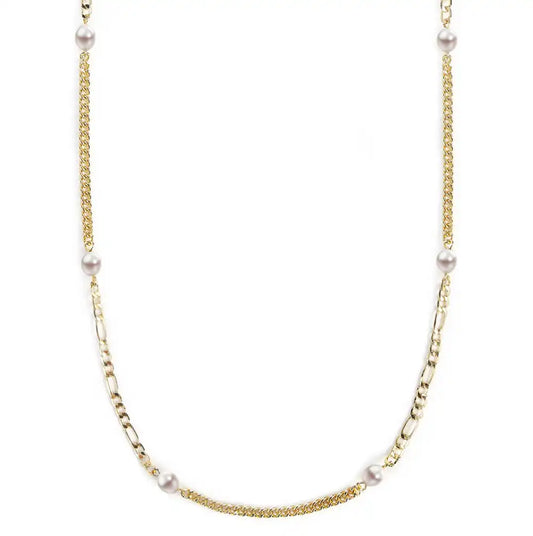 Mask Chain Necklace - 5mm Mixed Pearl in Gold
