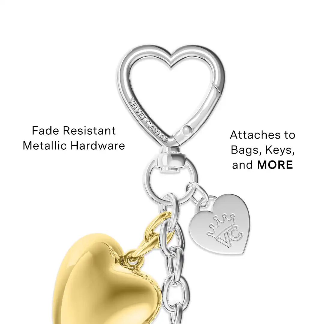 Mixed Metal Heart Bag Charm