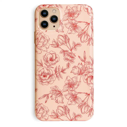 Nude Red Chrome Floral iPhone Case