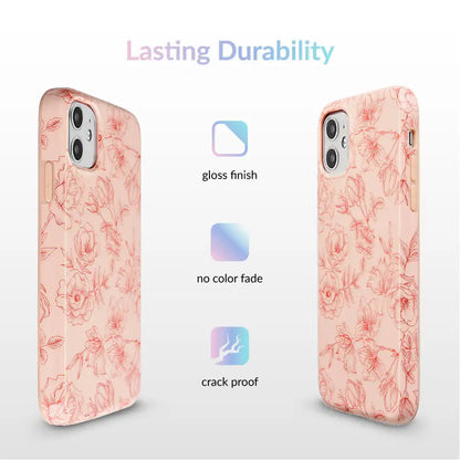 Nude Red Chrome Floral iPhone Case