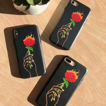 Neon Rose iPhone Case by Nessa