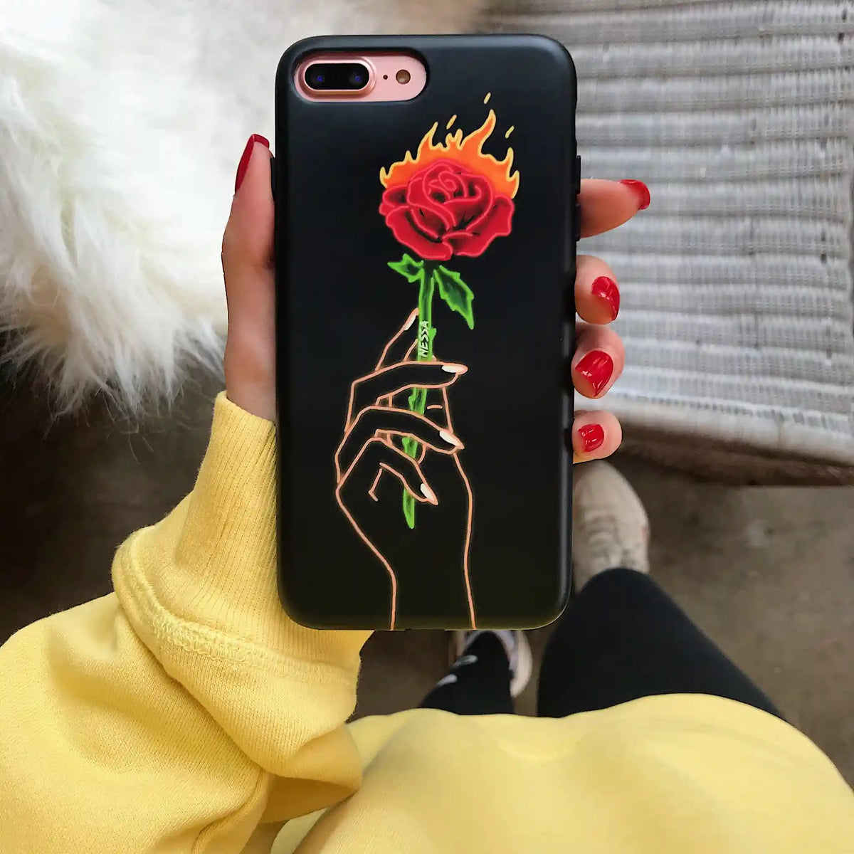 Neon Rose iPhone Case by Nessa