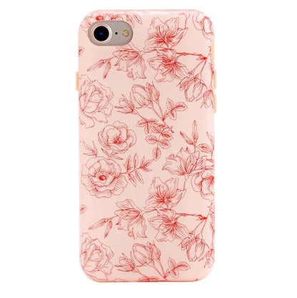 Nude Red Chrome Floral iPhone Case