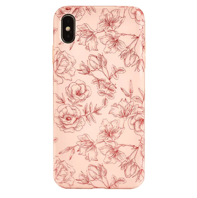 Nude Red Chrome Floral iPhone Case
