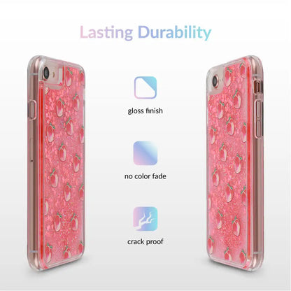 Peach Clear Glitter iPhone Case
