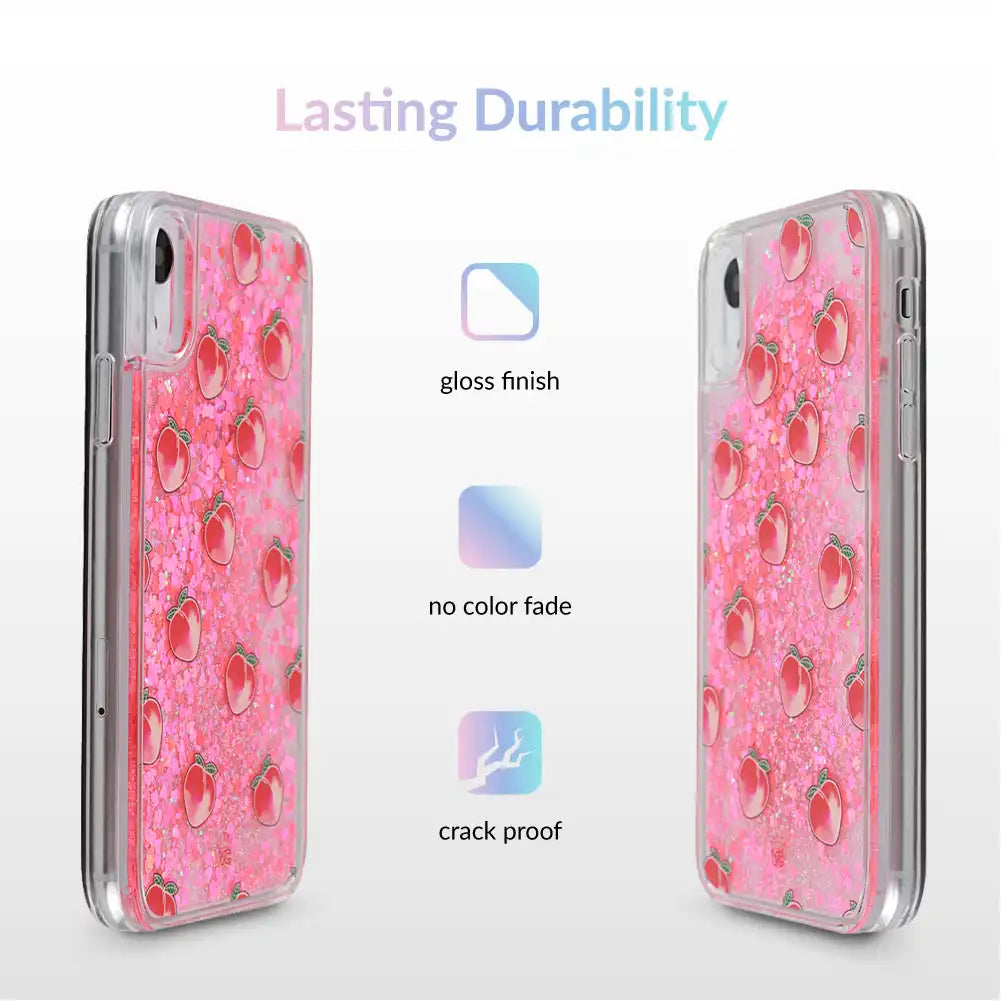 Peach Clear Glitter iPhone Case