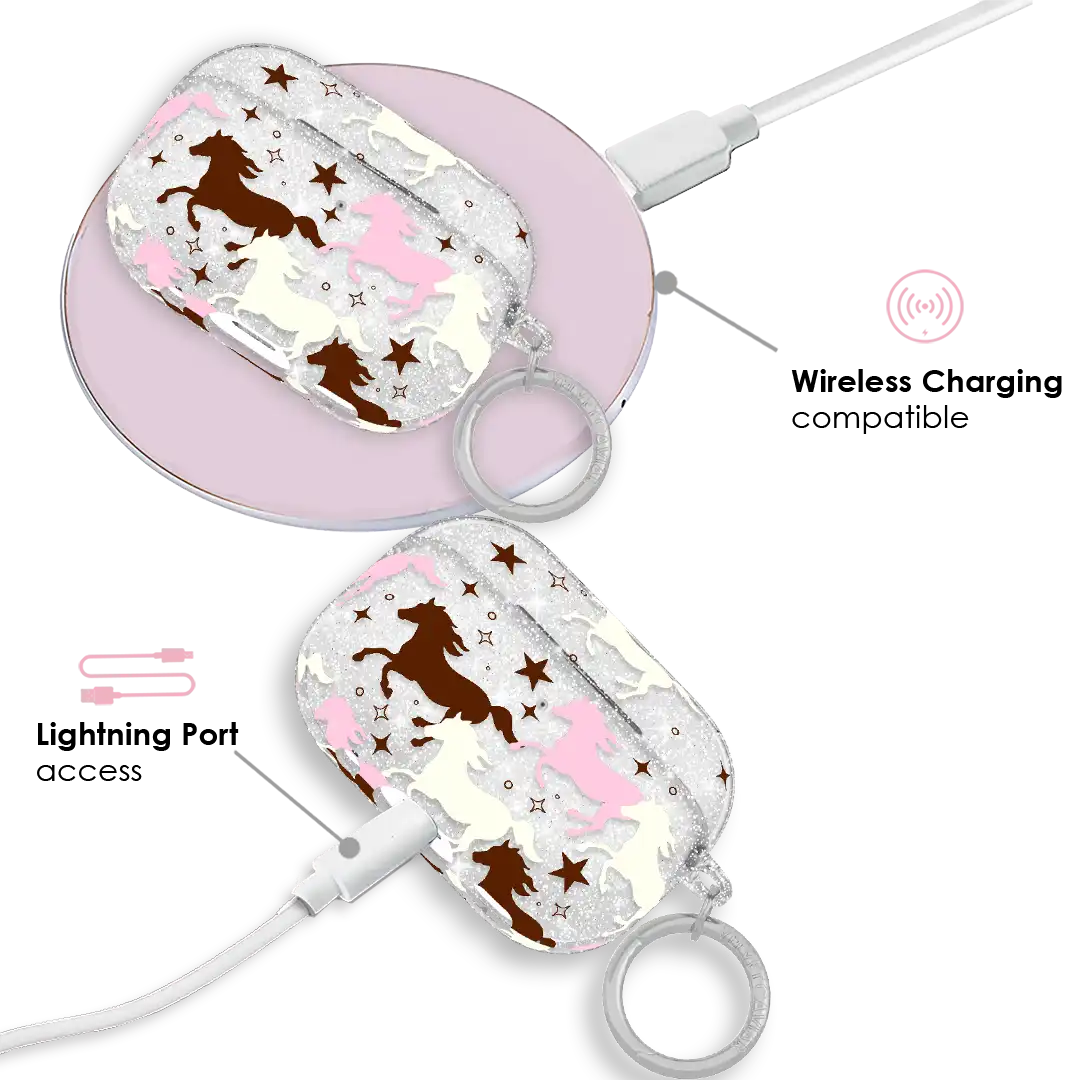 Pink Pony Glitter AirPod Case