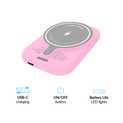 Baby Pink Roses Portable MagSafe Charger Power Pack