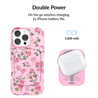 Baby Pink Roses Portable MagSafe Charger Power Pack