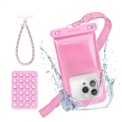 Pink Stardust Waterproof Floating Phone Pouch Bundle