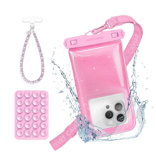 Pink Stardust Waterproof Floating Phone Pouch Bundle