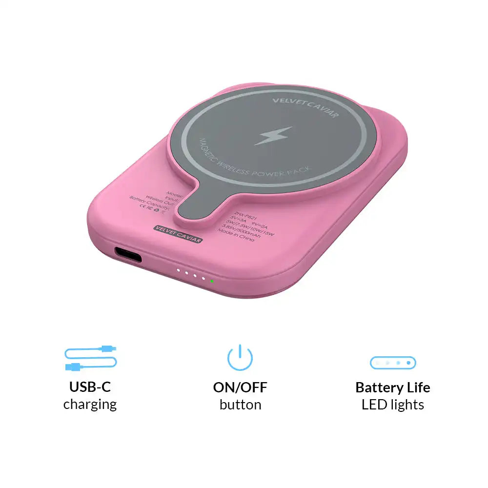 Hot Pink Leopard Portable MagSafe Charger Power Pack