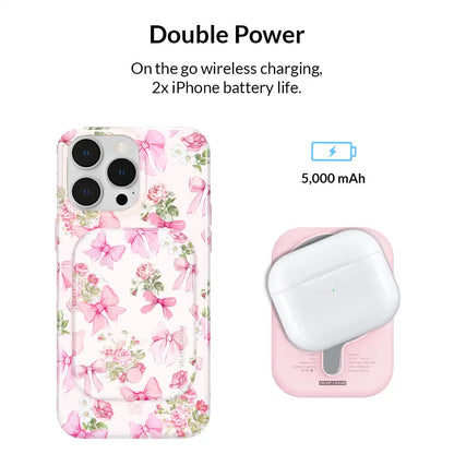 Posie Pink Bow Portable MagSafe Charger Power Pack