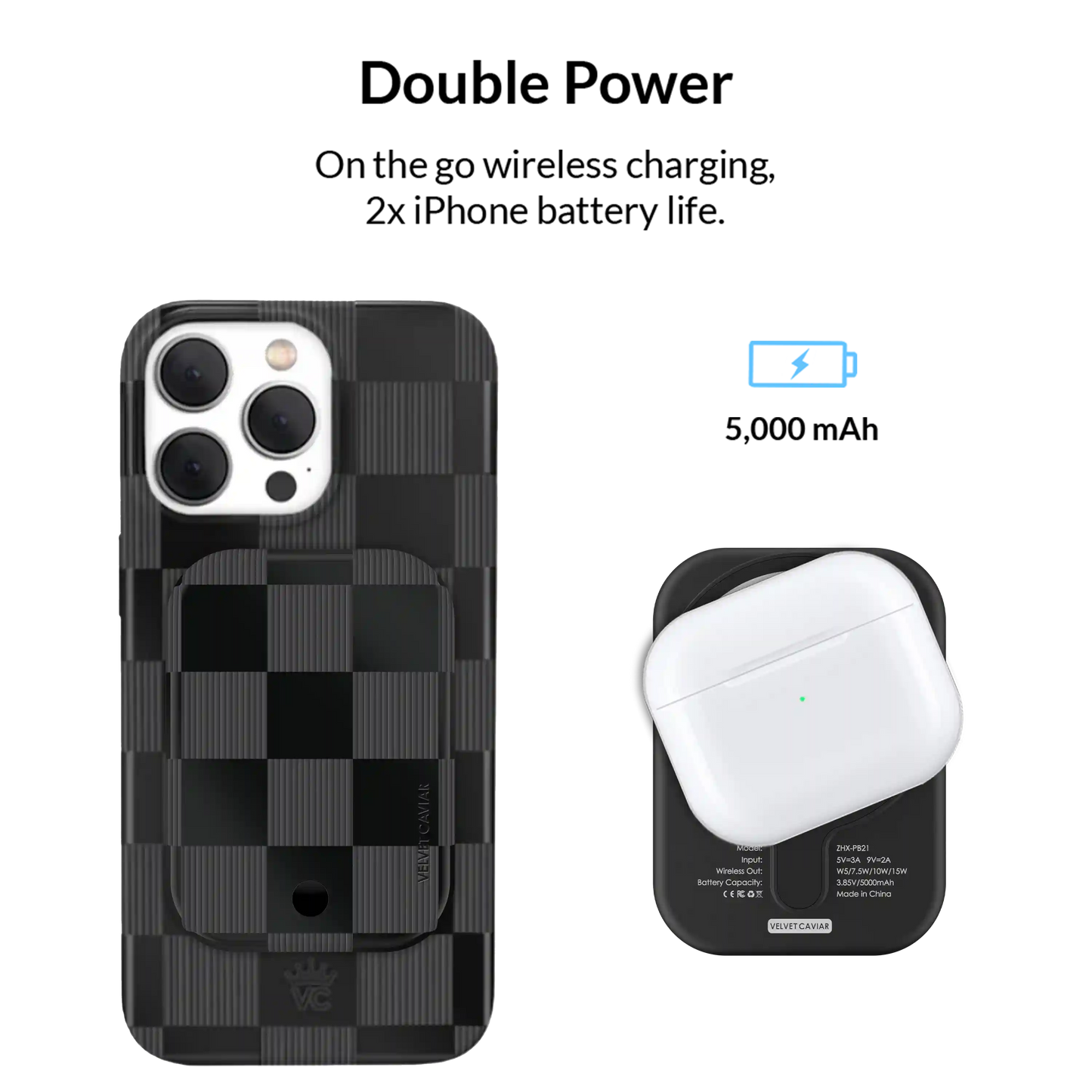 Noir Vibe Checkered Portable MagSafe Charger Power Pack