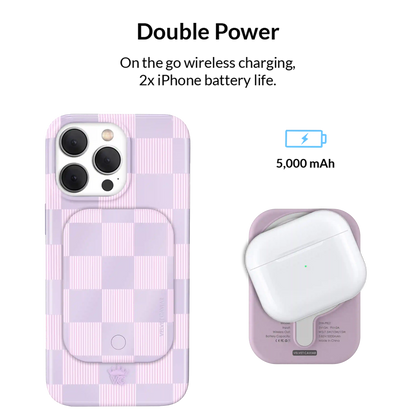 Lilac Vibe Checkered Portable MagSafe Charger Power Pack