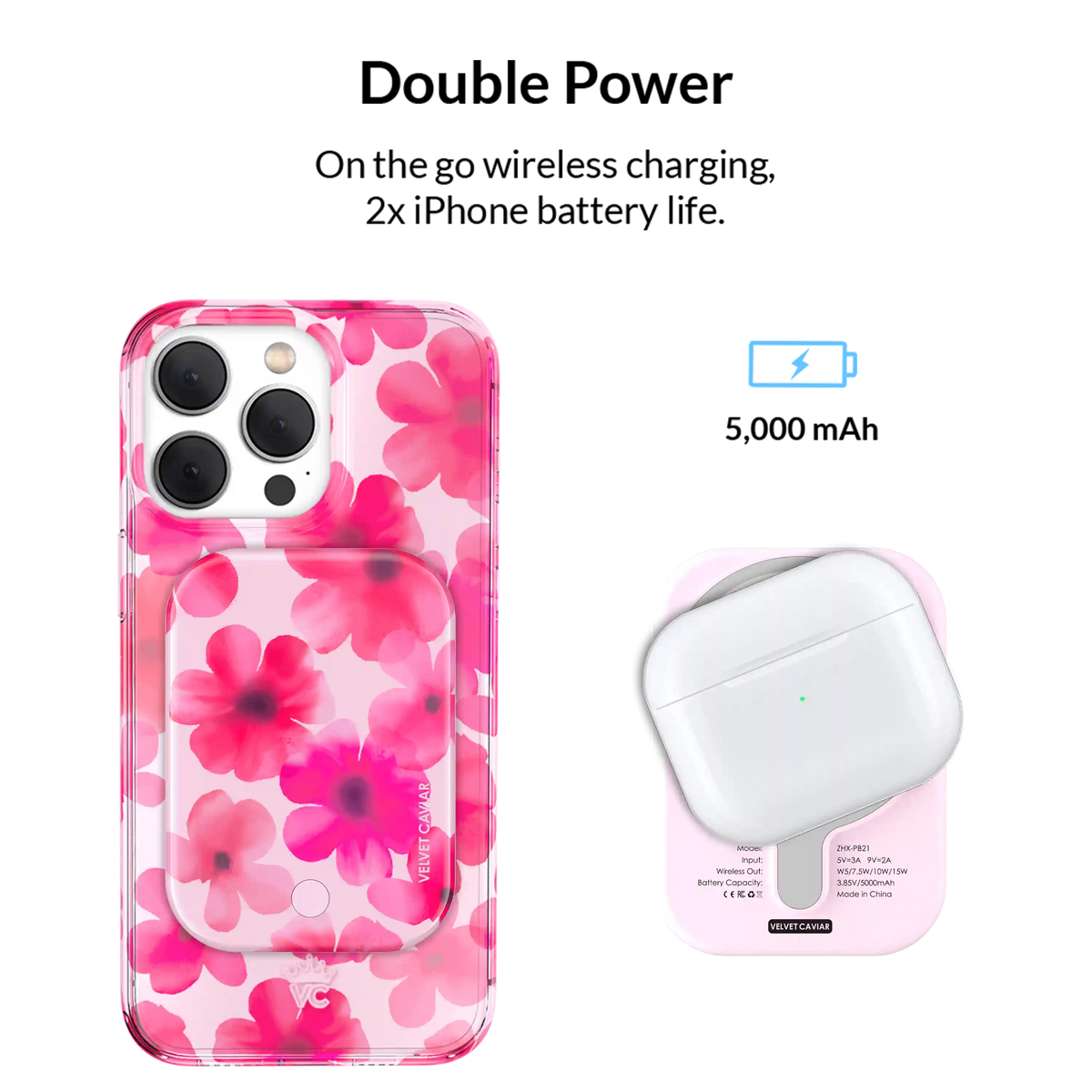 Cherry Blossom Portable MagSafe Charger Power Pack