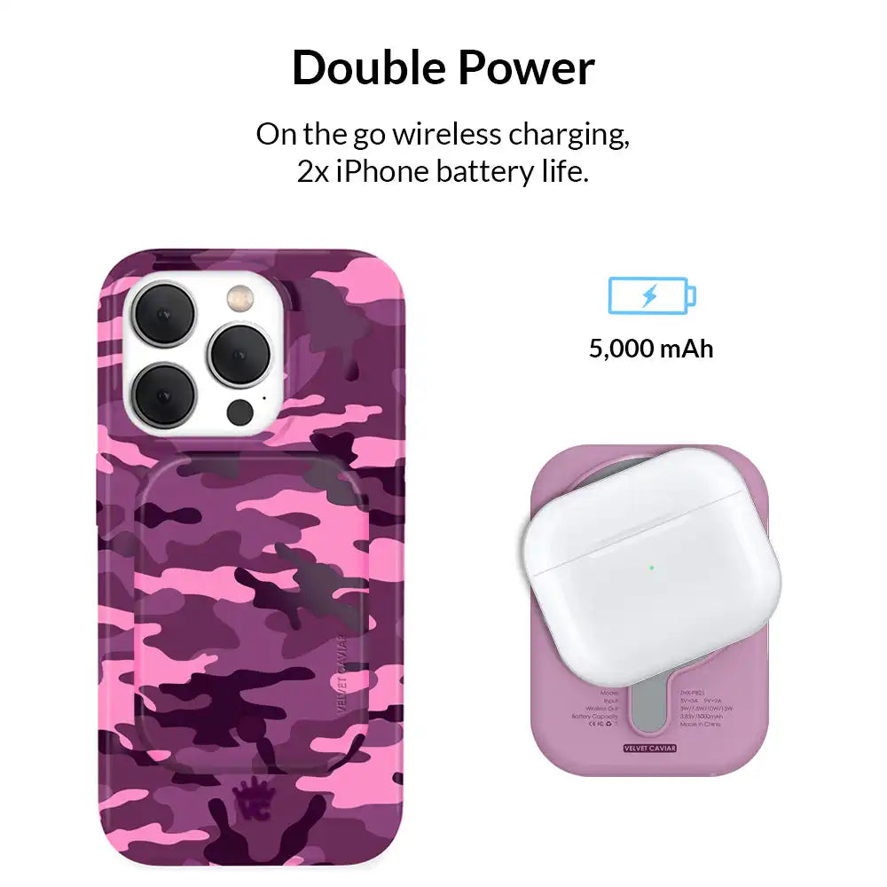 Magenta Camo Portable MagSafe Charger Power Pack