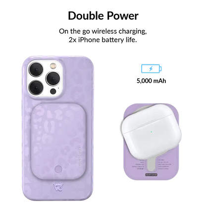 Lilac Leopard Portable MagSafe Charger Power Pack